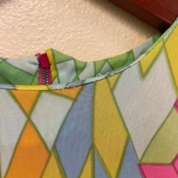 PRICE FIRM Vintage 70s Bright Multicolored Romper Skort Dress | Size L/XL - Picture 8 of 12
